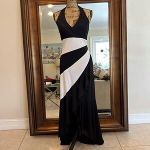 Vintage Blondie Nites by Linda Bernell Black And White Maxi Dress Sz 13